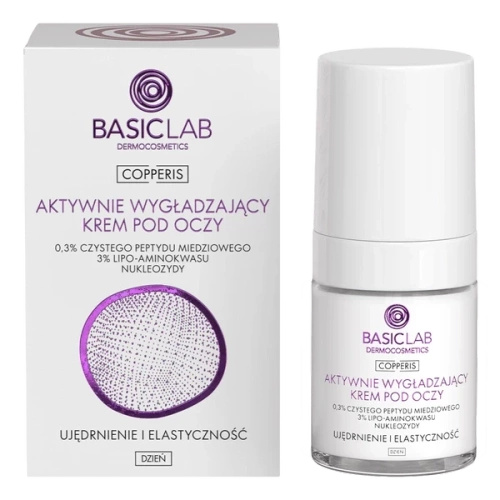 BasicLab wygładzający krem pod oczy na dzień z 0,3% peptydu miedziowego 18ml