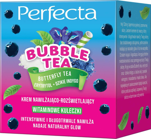 PERFECTA Bubble Tea Krem nawilżająco-rozświetlający Butterfly Tea Erytrytol Dzikie Indygo 50 ml