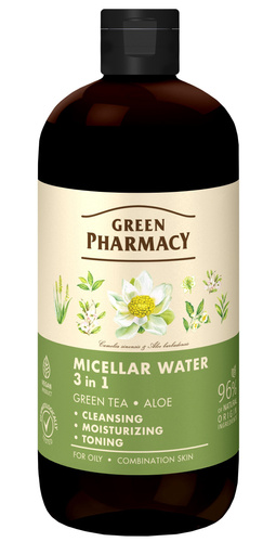 Green Pharmacy Micelarna Woda 3w1 z Zieloną Herbatą i Aloesem 500 ml