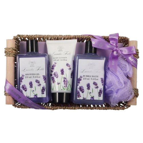 Aurora Zestaw Prezentowy Lawenda 4szt w dużym koszyku wiklinowym