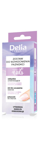 DELIA Zestaw Wzmocnienia Paznokci: Odżywka 11ml, Żel 5ml, Patyczek