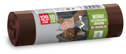 ANNA ZARADNA Worki na śmieci do segregacji odpadów BIO 120L 1op.-10szt. brązowe