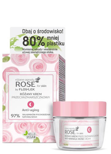 Floslek Rose for Skin Różany Krem przeciwzmarszczkowy na noc ECO zestaw 50ml