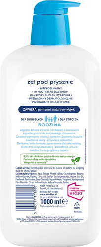 BAMBINO Żel pod prysznic hiperdelikatny o zapachu gruszki 1000 ml