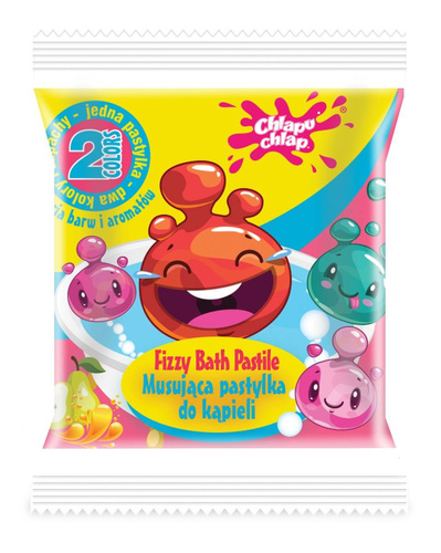 CHLAPU CHLAP Dwukolorowa Musująca Pastylka do kąpieli- oranżada i gruszka