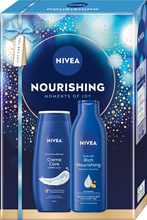 NIVEA Zestaw prezentowy damski Nourishing (Żel pod prysznic 250ml + Mleczko do ciała 250ml)