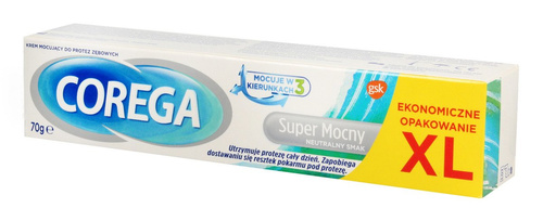 Corega Krem do mocowania protez zębowych - Super Mocny neutralny smak 70g
