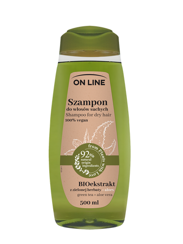 On Line From Plants With Love Szampon do włosów BIOekstrakt z Zielonej Herbaty i Aloes 500ml