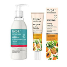 Tołpa Zestaw Dermo Face Enzyme Peeling enzymatyczny 3 enzymy sebio+ żel do mycia twarzy 2 kwasy: AHA + LHA