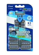 DORCO Maszynka do golenia Pace3 Cross Men z 3 ostrzami + 12 wkładów wymiennych