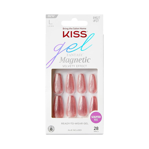KISS Fantasy Magnetic Long Coffin Pink Nail Tips