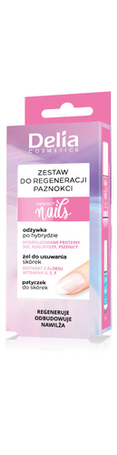 DELIA Zestaw Regeneracyjny do Paznokci: Odżywka 11ml, Żel 5ml, Patyczek