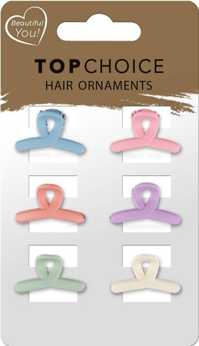 TOP CHOICE Klamerki do włosów (20636) 1 op. - 6 szt. - mix zestawień kolorystycznych