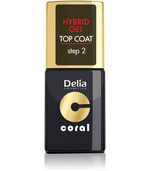 Delia Cosmetics Coral Hybrid Gel Emalia do paznokci Top Coat  11ml