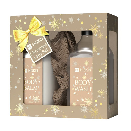HISKIN Zestaw Woman Body Wash i Body Balm Beż + myjka
