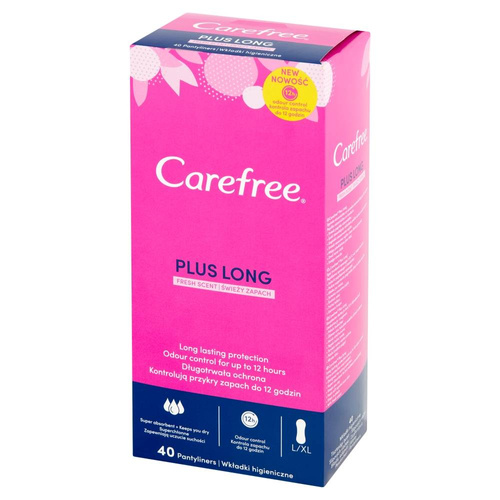 Carefree Plus Long Wkładki higieniczne Fresh Scent - świeży zapach-40szt