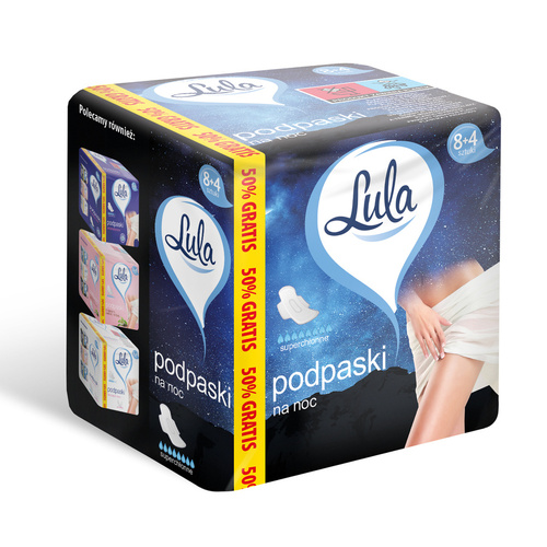LULA Podpaski higieniczne na noc - superchłonne-12szt (8+4 )