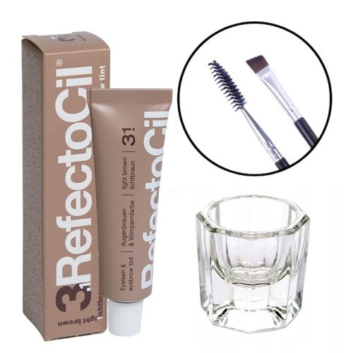Zestaw RefectoCil 3.1 henna jasnobrązowa + kieliszek + pędzelek dwustronny