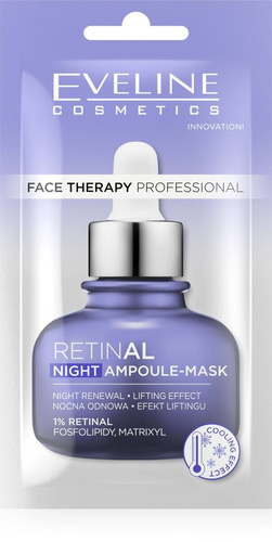 Eveline Face Therapy Professional Maska-ampułka liftingująca - nocna odnowa z 1% Retinalem 8 ml