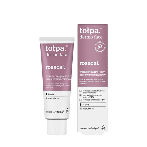 Tołpa dermo face rosacal. wzmacniajacy krem przeciwzmarszczkowy, BOGATY, SPF 15, 40 ml
