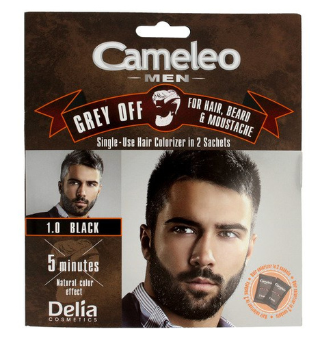 Delia Cosmetics Cameleo Men Krem koloryzujący do włosów,brody i wąsów nr 1.0 black  15mlx2