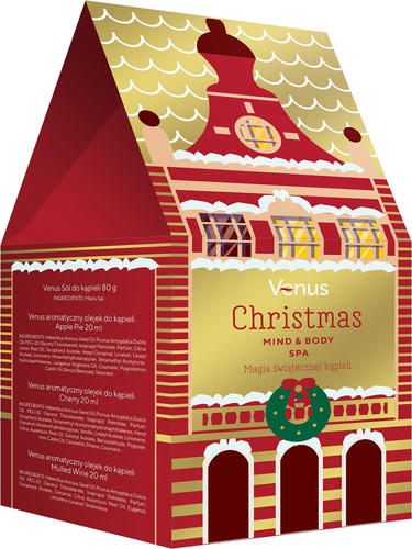 VENUS Zestaw prezentowy - Mind & Body SPA 4-elementowy - Sól do kąpieli 80g + 3 Olejki do kąpieli 20 ml