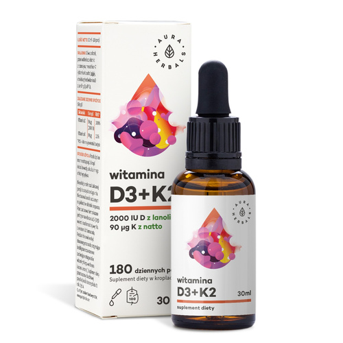 AURA HERBALS Witamina D3 2000 IU + K2 MK-7 30 ml