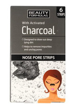 Beauty Formulas Charcoal Płatki oczyszczające na nos z aktywnym węglem -6szt
