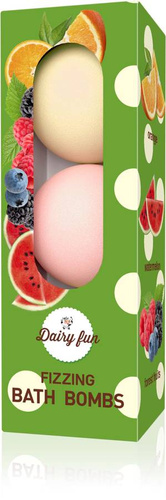 Dairy Fun Musujące Kule do kąpieli - Arbuz,Owoce Leśne i Pomarańcza (3x100g)