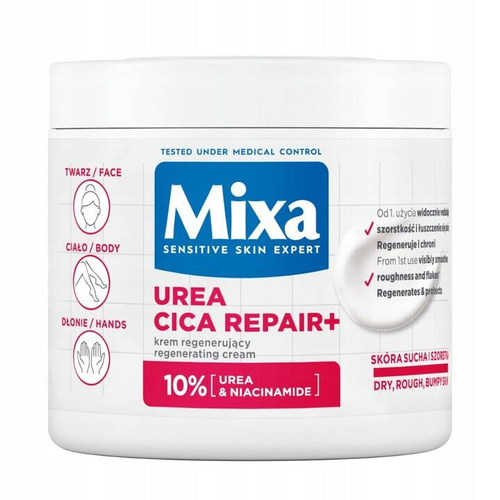 MIXA Cica Urea Krem wygładzający do twarzy i ciała 400ml