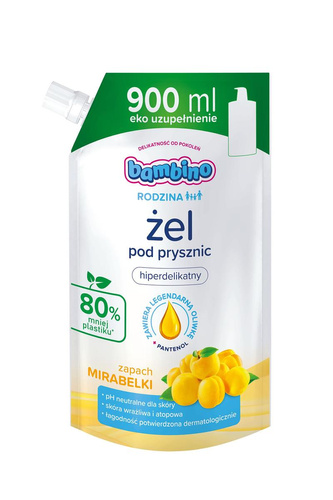 Bambino Rodzina Żel pod prysznic hiperdelikatny o zapachu mirabelki - zapas 900ml