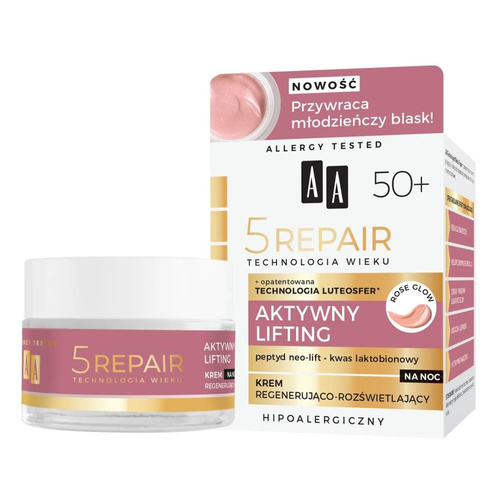 AA Technologia Wieku 5 Repair 50+ Aktywny Lifting Krem regenerująco-rozświetlający na noc  50ml