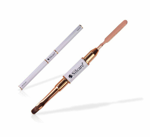 Silcare pędzelek dwustronny do akrylożelu nr 6 i szpatułka