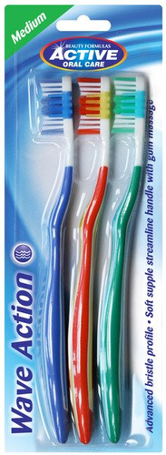 Beauty Formulas Active Oral Care Szczoteczka Wave Action średnia  1 op.-3szt