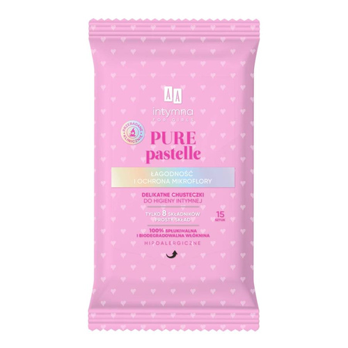 AA Intymna for Girls Delikatne Chusteczki do higieny intymnej Pure Pastelle-15szt