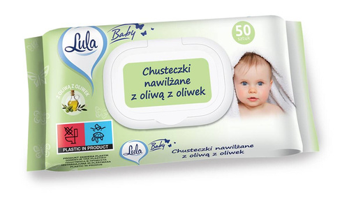 LULA Baby Chusteczki nawilżane dla niemowląt i dzieci - z oliwą z Oliwek-50szt