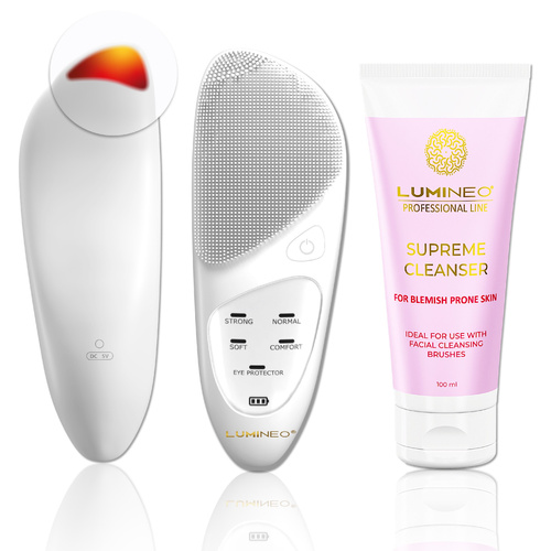 LUMINEO Professional Line Sonic Thermo Brush + Żel do skóry problematycznej i trądzikowej