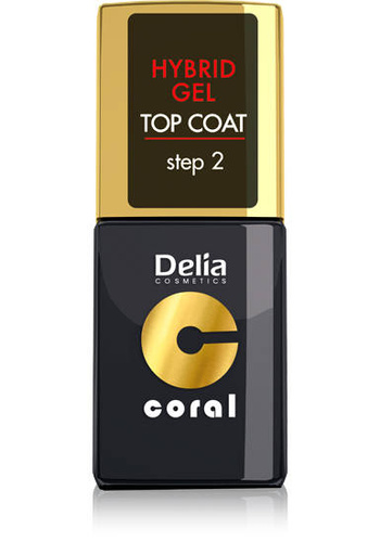Delia Cosmetics Coral Hybrid Gel Emalia do paznokci Top Coat  11ml