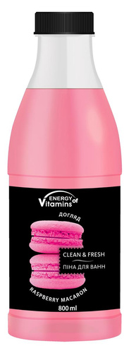 ENERGY OF VITAMINS Pianka do kąpieli Raspberry Macaron 800ml