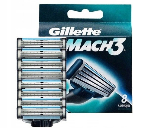 Gillette Mach3 Oryginalne Ostrza Wkłady 8 Sztuk