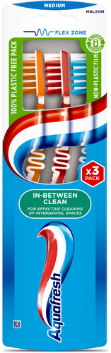 AQUAFRESH Szczoteczki do zębów In-Between Clean - medium (średnia) TRIO 3 sztuki