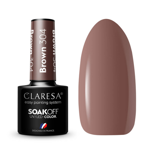 CLARESA Lakier hybrydowy do paznokci BROWN - 304  5g