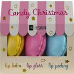 HISKIN Candy Christmas Zestaw Prezentowy Pielęgnacja Ust (Peeling, Balsam, Błyszczyk)