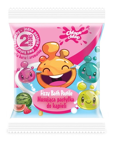 CHLAPU CHLAP Dwukolorowa Musująca Pastylka do kąpieli- malina i arbuz