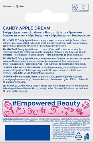NIVEA Disney Princess - Pielęgnująca Pomadka do Ust Candy Apple Dream, Edycja Limitowana, 4.8 g