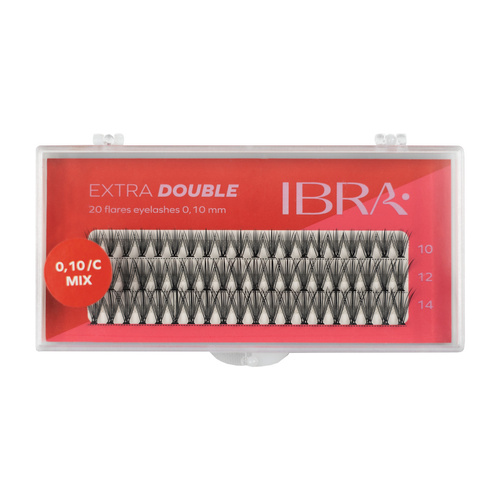 IBRA Kępki rzęs EXTRA DOUBLE C-0.10 - Mix (8,10 i 12mm)
