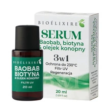 Bioelixire Serum silikonowe baobab, biotyna & olejek konopny + Filtr UV 20 ml