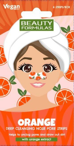 Beauty Formulas Płatki Oczyszczające na Nos Pomarańczowe 6 sztuk