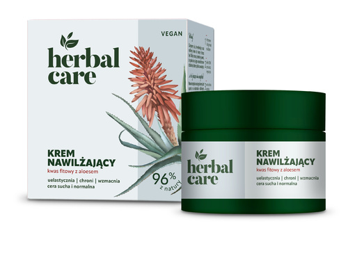 HERBAL CARE Krem nawilżający z Kwasem Fitowym i Aloesem dla cery suchej i normalnej - Vegan, na dzień i noc, 50 ml