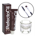 Zestaw RefectoCil 3 henna brązowa + kieliszek + pędzelek dwustronny